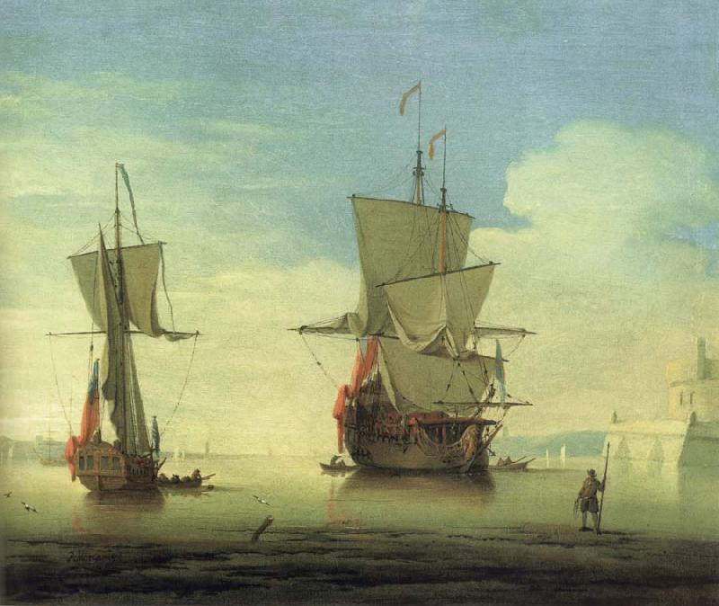 Monamy, Peter A fifty gun two-decker,at sea near a coast China oil painting art